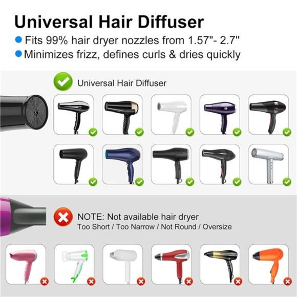 Diffuser Hair Dryer Universal, Hair Dryer Diffuser Attachment for Curly Hair - Picture 4 of 7